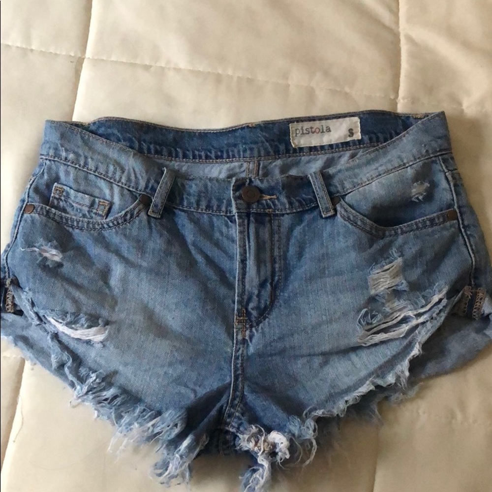 Denim distressed shorts